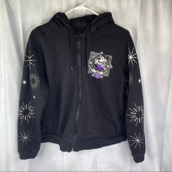 Rare Walt Disney 100th Anniversary Size Large Full Zip Hoodie Black Sweatshirt - Picture 1 of 10